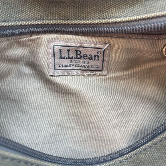 LL BEAN Vintage Unisex Canvas Messenger Flap Field Bag Leather Trim Crossbody - Picture 10 of 16